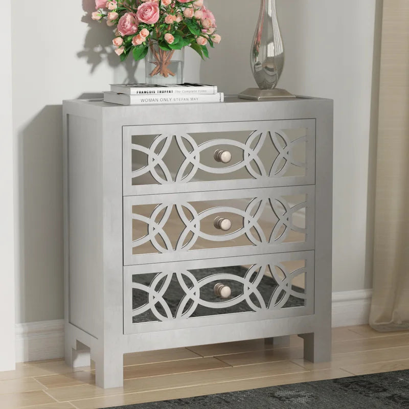 Warleigh 28'' Tall 3 - Drawer Mirrored Accent Chest