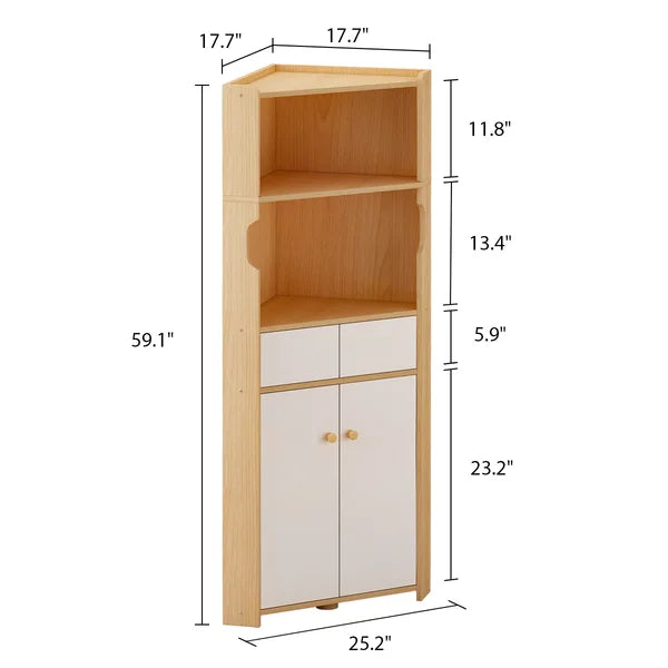 Wollstone 59.1'' Tall 4 - Door Corner Accent Cabinet