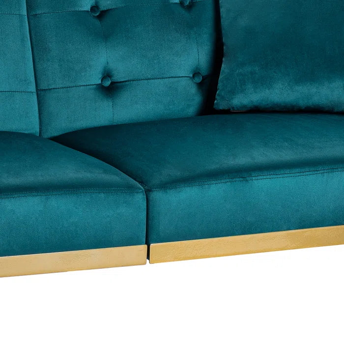 Wyida 65 Wide Modern Industrial Design Velvet Upholstered Recline Sofa Bed For Living Room & Bedroom - Wooden Bazar