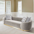 Wooden Bazar Gray 3-Seater Sofa Upholstered Velvet Sofa Pillows