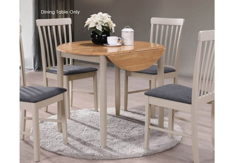 Wooden Bazar Oak and Stone Grey Round Drop Leaf Dining Table Only