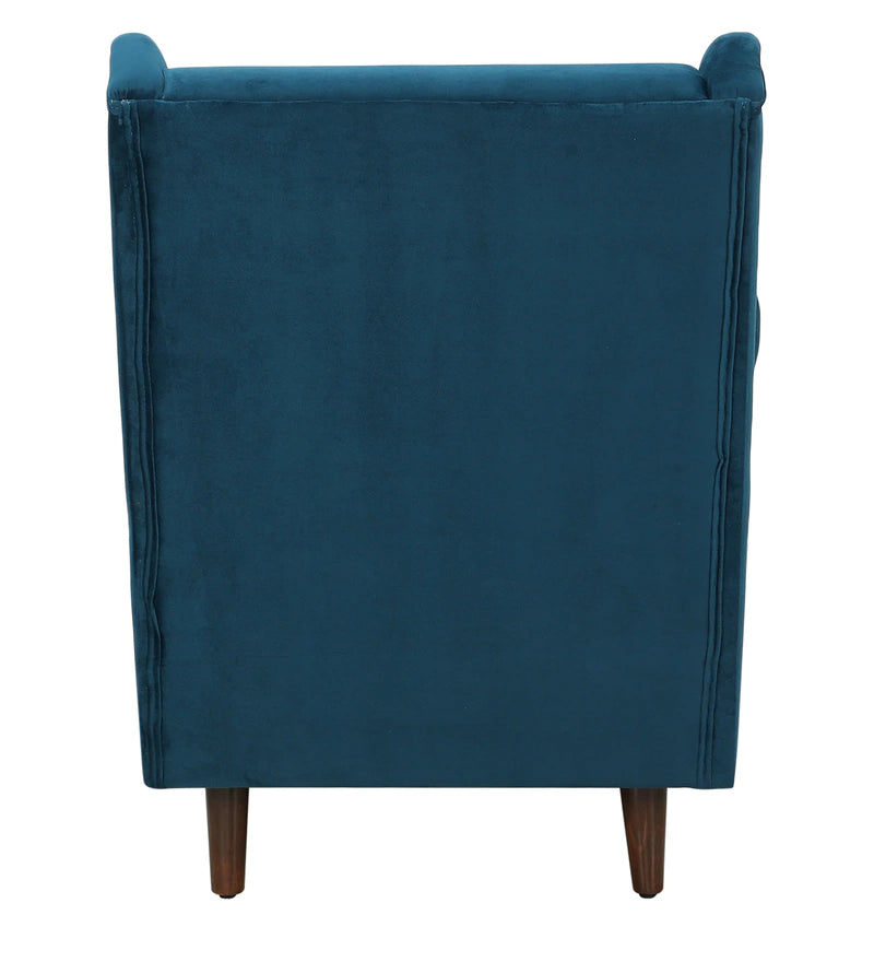 Wooden Bazar Alvarez Wing Chair in Velvet Blush