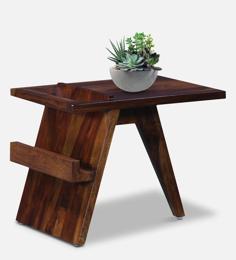 Aura Solid Wood End Table In Provincial Teak Finish