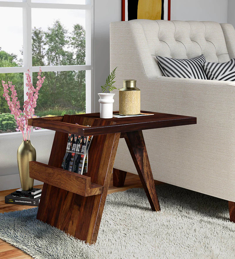 Aura Solid Wood End Table In Provincial Teak Finish