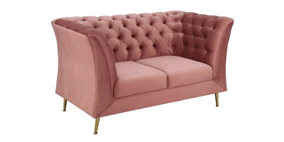 Wooden Bazar zalea 2 Seater Velvet Sofa In Blush Pink Colour