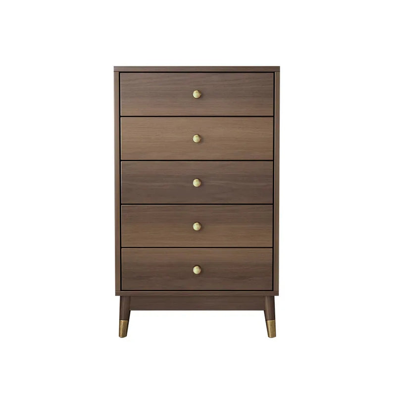 Wooden Bazar  Chest Cabinet with 5 Drawers of Manufactured Wood in Walnut