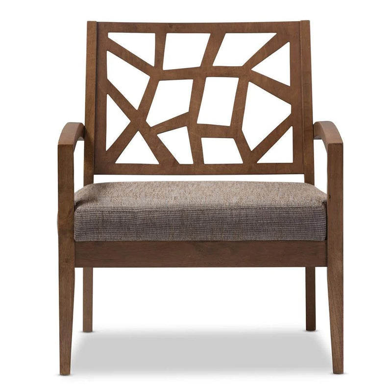 Wooden Bazar  Studio Jennifer Modern Lounge Chair with Grey Fabric Seat