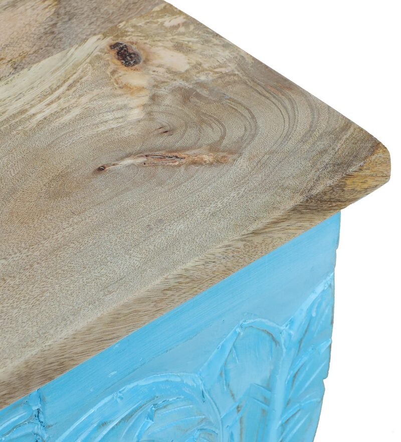Beedle Solid Wood Console Table In Blue Distress Finish