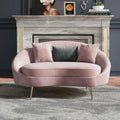 Wooden 63" Bronze Velvet Curved Sofa Toss Pillow Included