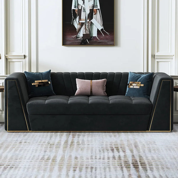 Wooden Bazar Modular Velvet Sofa Deep Gray Tufted Upholstery Modern Couch Floor Sofa in Large