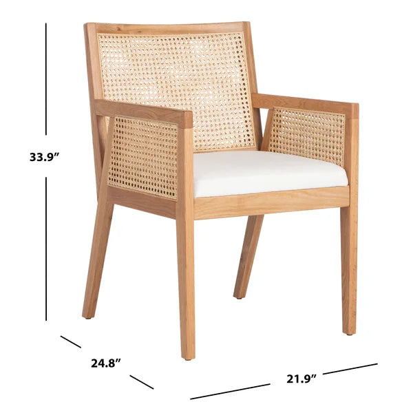 Wooden Bazar Linen Arm Chair in Beige