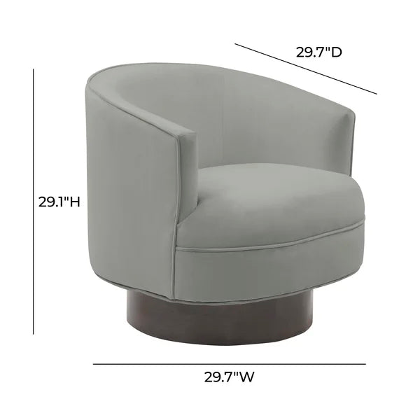 Stella 29.7'' Wide Velvet Swivel Barrel Chair