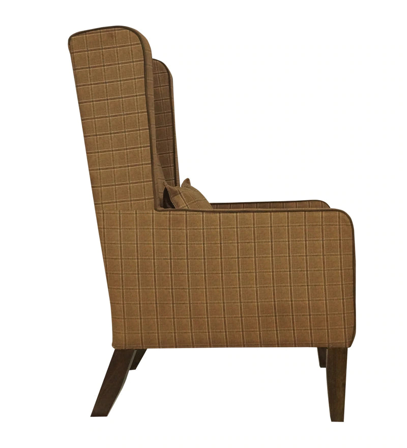 Wooden Bazar Diane Wing Chair in Brown Colour
