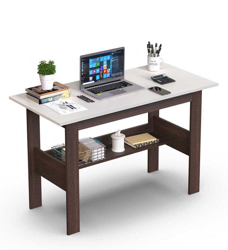 Efflino Study Table Desk in Wenge & White Finish