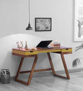 Futura Solid Wood Study Table in White on Rustic Teak Finish