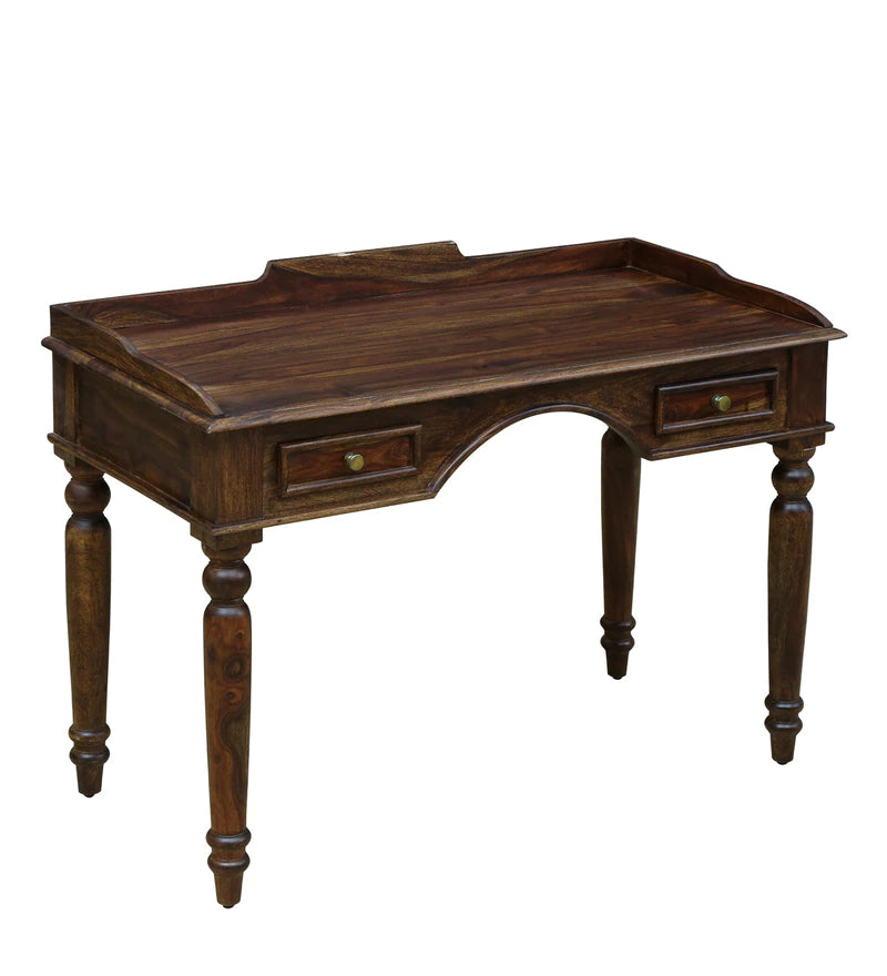 Wooden Bazar Evelyn Solid Wood Writing Table In Provincial Teak Finish