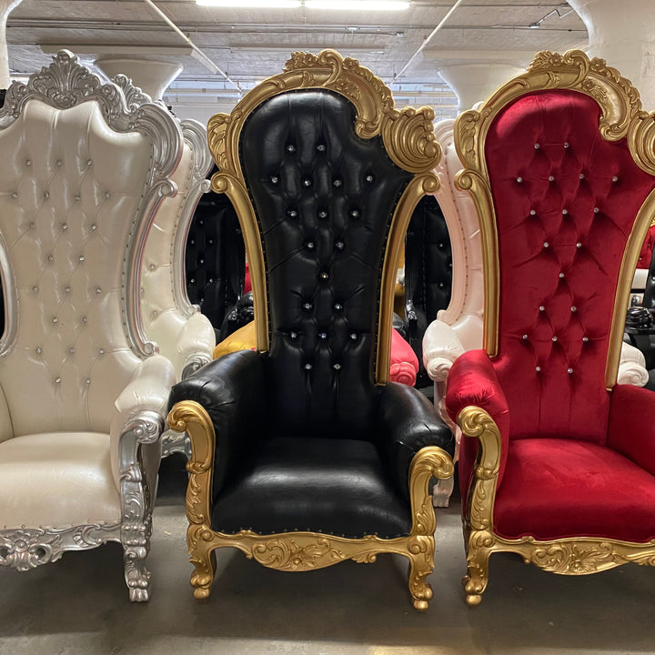 Stella Luxurious High Back Throne Chair Gold/ Black