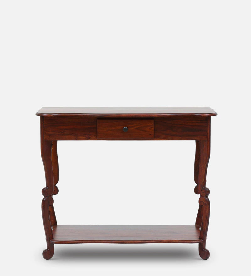 Krissy Solid Wood Console Table In Honey Oak Finish