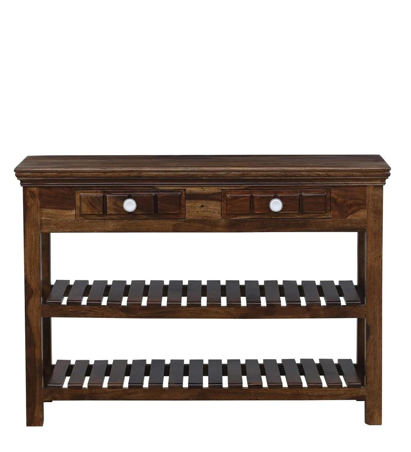 Majestica Solid Wood Console Table in Provincial Teak Finish