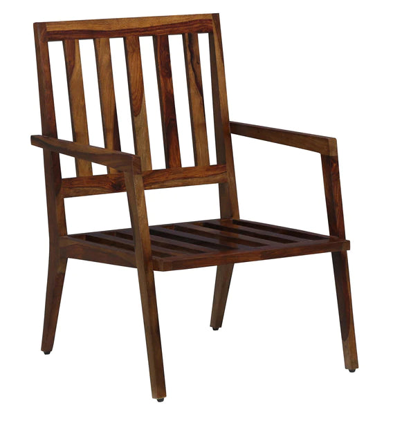 Solid Wood Armchair in Rustic Teak Finish