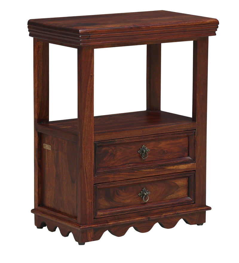Ojaswi Solid Wood End Table In Honey Oak Finish
