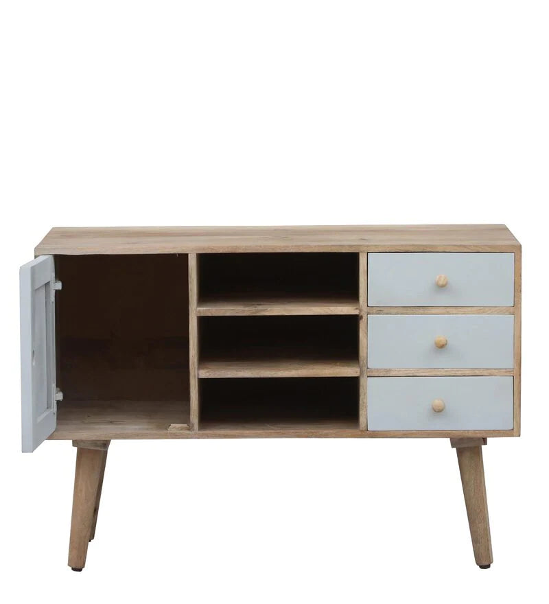Pearl Solid Wood Sideboard in Natural Mango with Pearly Grey Finish