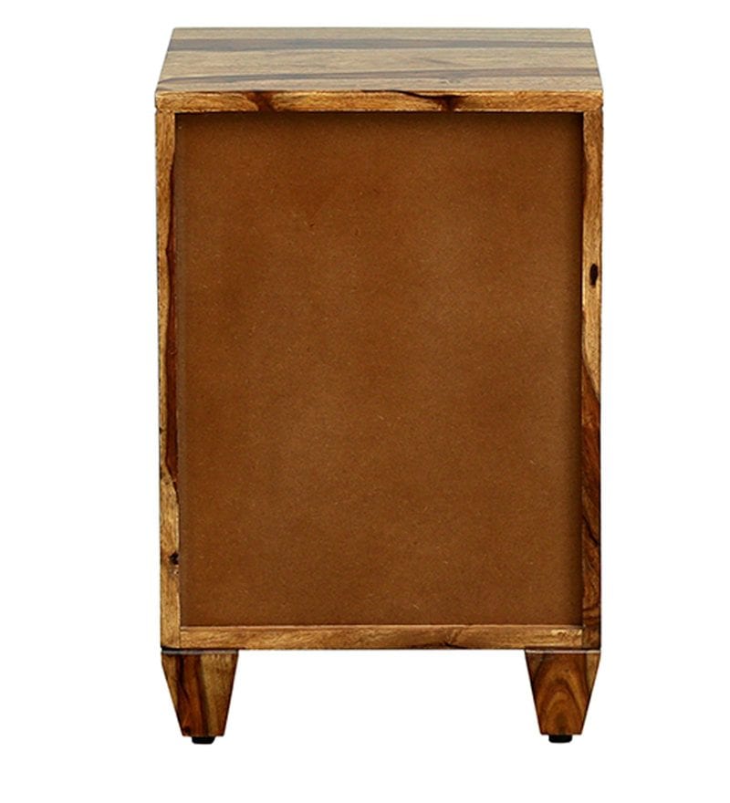 Wooden  Solid Wood Bedside Table In Rustic Teak Finish