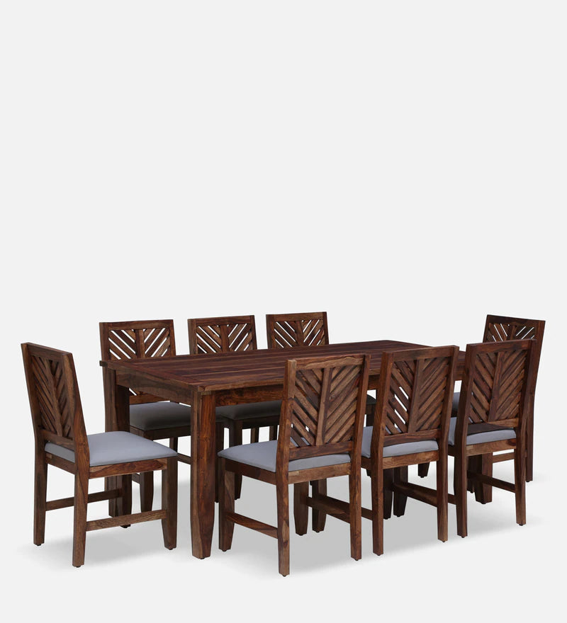 Wooden Bazar Ritz Solid Wood 8 Seater Dining Set in Rustic Teak Finish