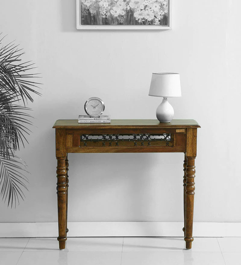 Stafford Solid Wood Console Table In Provincial Teak Finish