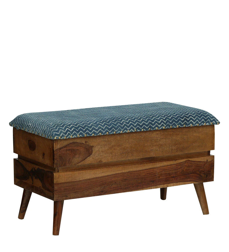 Wooden Bazar bench with storage for living roomTrunk In Yellow Colour