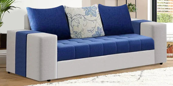 Wooden Bazar Stylio 2 Seater Sofa In Blue & Light Grey Colour