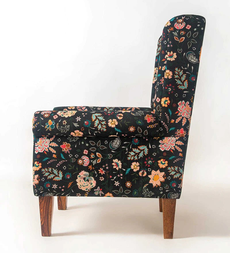 Wooden Bazar The Begum Wing Chair in Bohemian Paisleys Design