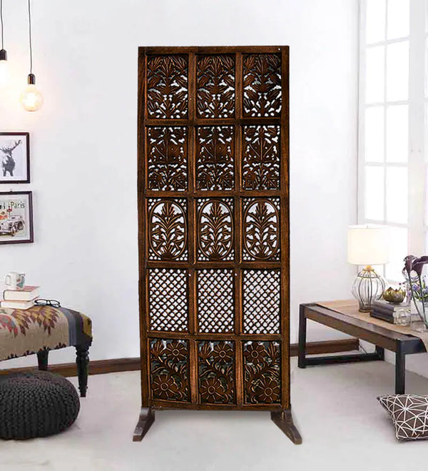 Wooden Bazar Solid Wood Room Divider in Brown Colour