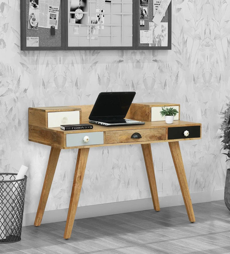 Viterbo Solid Wood Study Table In Natural Finish