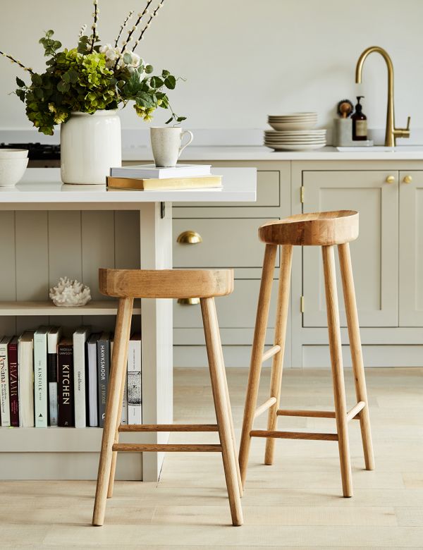 Wooden Bazar Weathered Oak Stool - Two Sizes Available